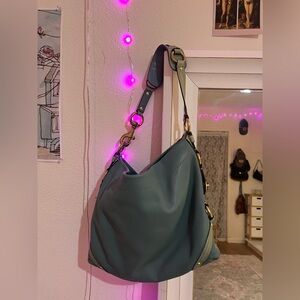 Coach Legacy Robin Egg Blue Leather Shoulder Bag – Chic & Slouchy!